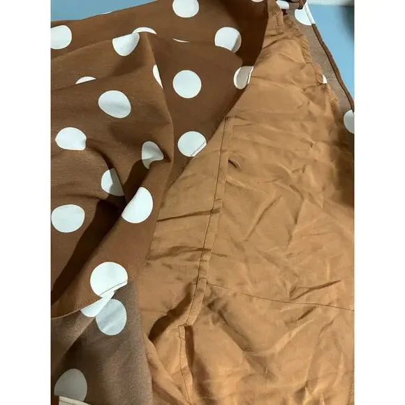 Dee Elly brown polka dot dress size M short cut outs puff sleeve lined - Picture 8 of 9